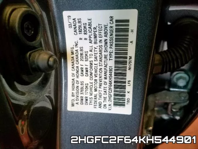 2HGFC2F64KH544901 фото 2