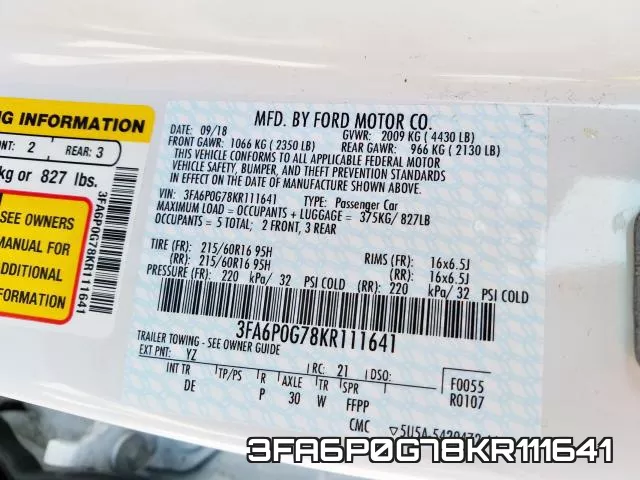 3FA6P0G78KR111641 фото 2