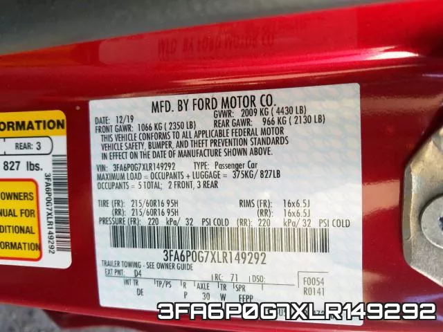 3FA6P0G7XLR149292 фото 2