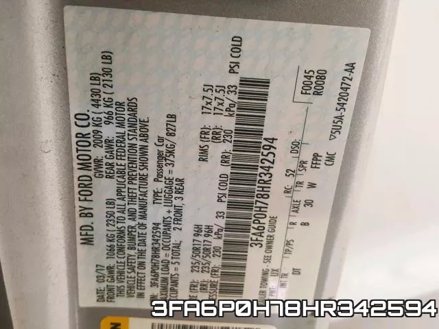 3FA6P0H78HR342594 фото 2