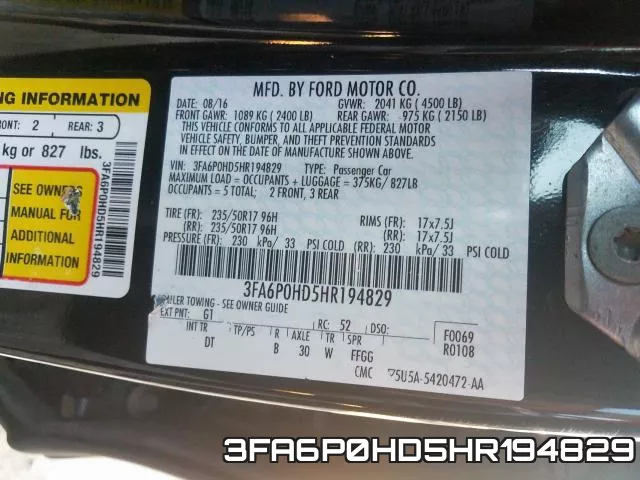 3FA6P0HD5HR194829 фото 2