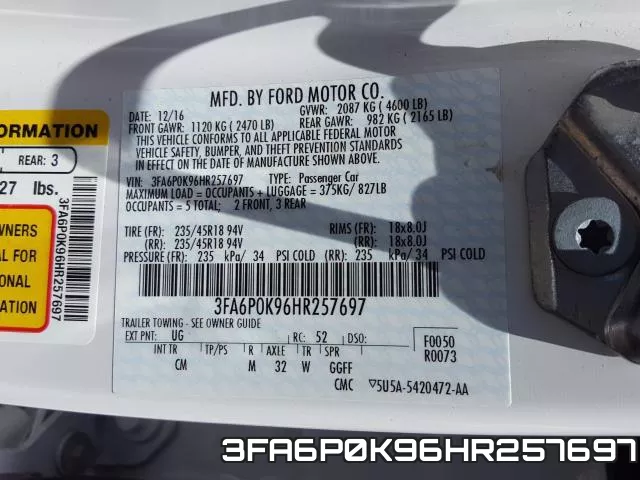 3FA6P0K96HR257697 фото 2
