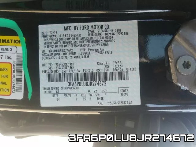 3FA6P0LU8JR274672 фото 2