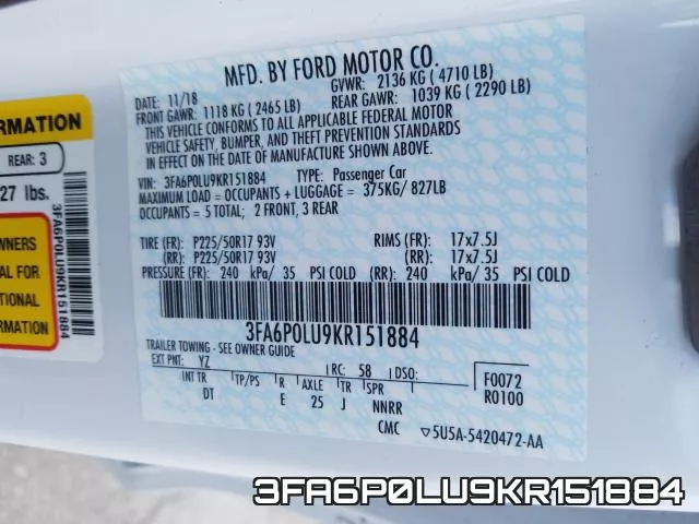 3FA6P0LU9KR151884 фото 2
