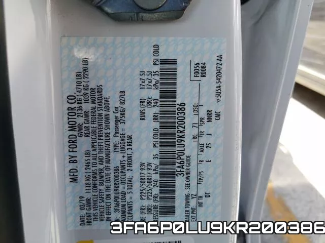 3FA6P0LU9KR200386 фото 2