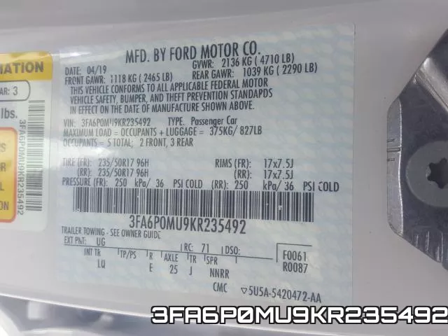 3FA6P0MU9KR235492 фото 2