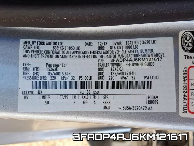 3FADP4AJ6KM121617 фото 2