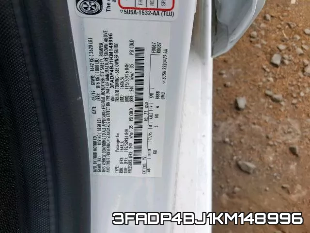 3FADP4BJ1KM148996 фото 2