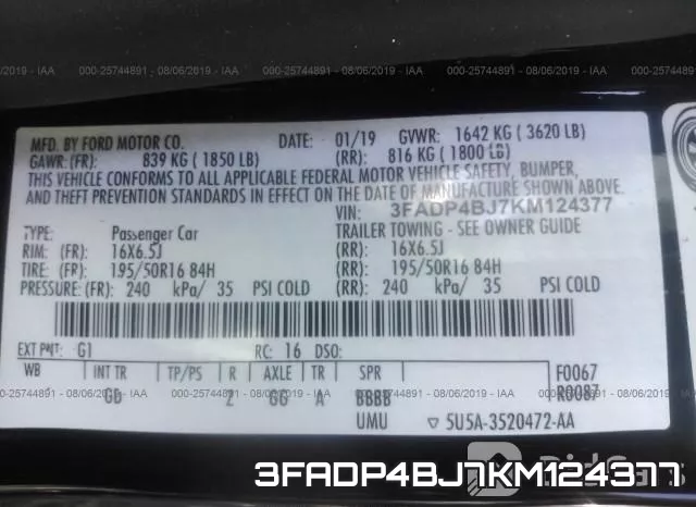 3FADP4BJ7KM124377 фото 10