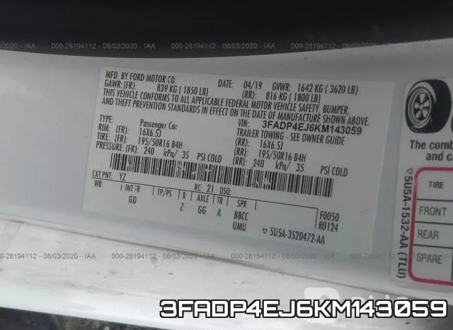 3FADP4EJ6KM143059 фото 10
