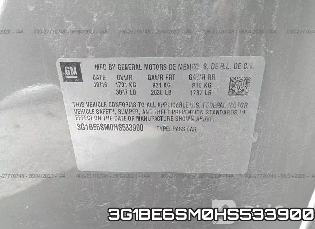 3G1BE6SM0HS533900 фото 10