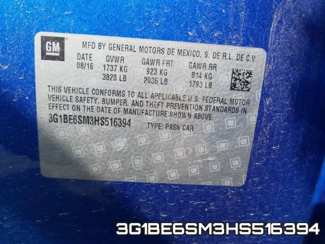 3G1BE6SM3HS516394 фото 2