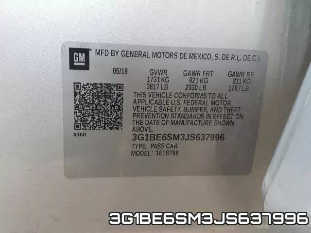 3G1BE6SM3JS637996 фото 2