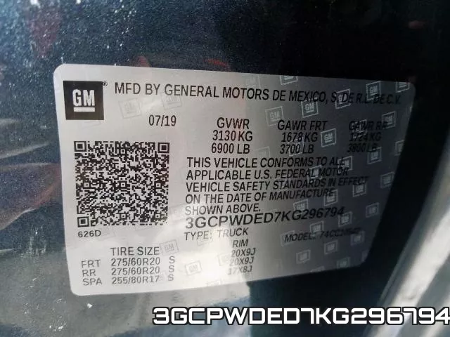 3GCPWDED7KG296794 фото 2