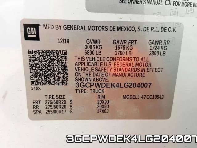 3GCPWDEK4LG204007 фото 2