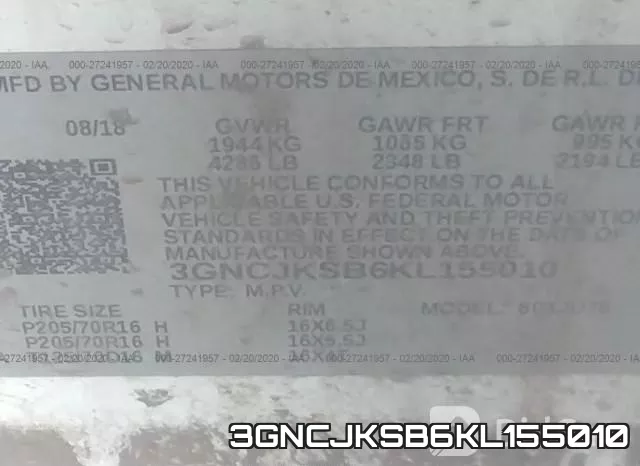 3GNCJKSB6KL155010 фото 10