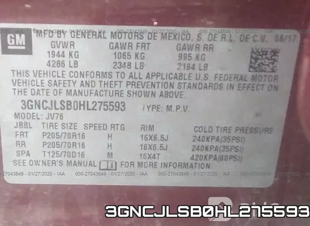 3GNCJLSB0HL275593 фото 10