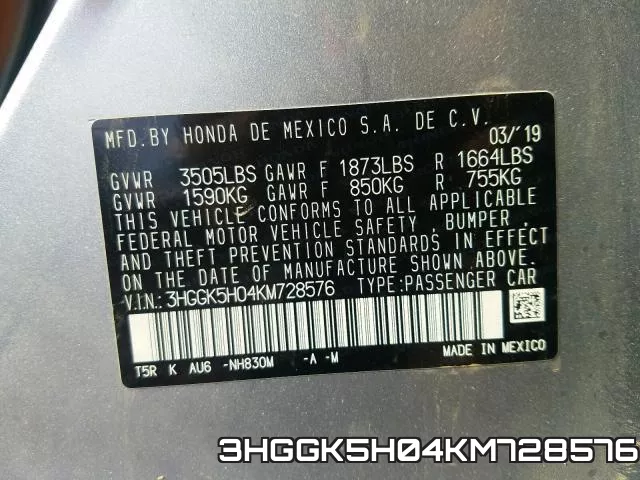 3HGGK5H04KM728576 фото 2