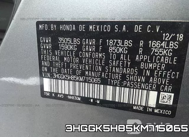3HGGK5H85KM715065 фото 10