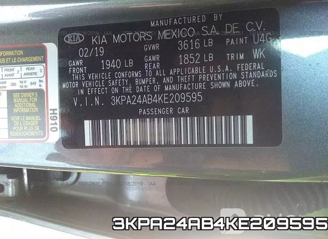 3KPA24AB4KE209595 фото 10