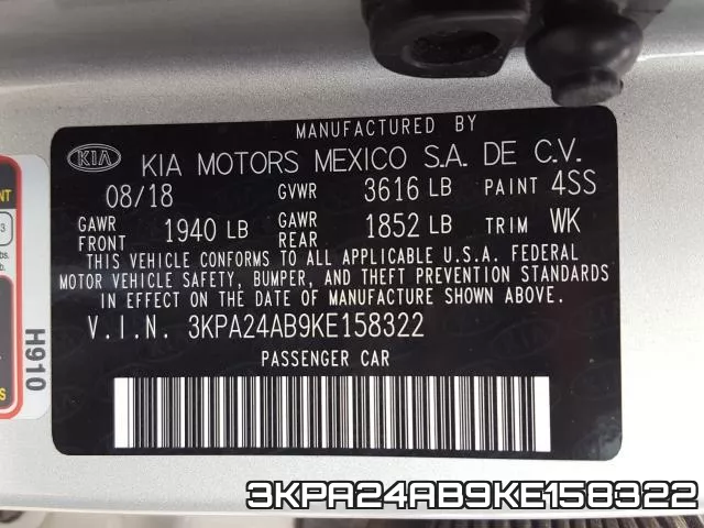3KPA24AB9KE158322 фото 2