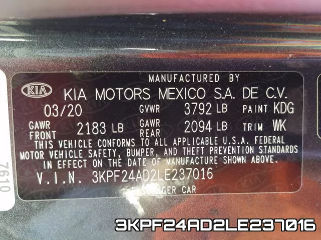 3KPF24AD2LE237016 фото 2