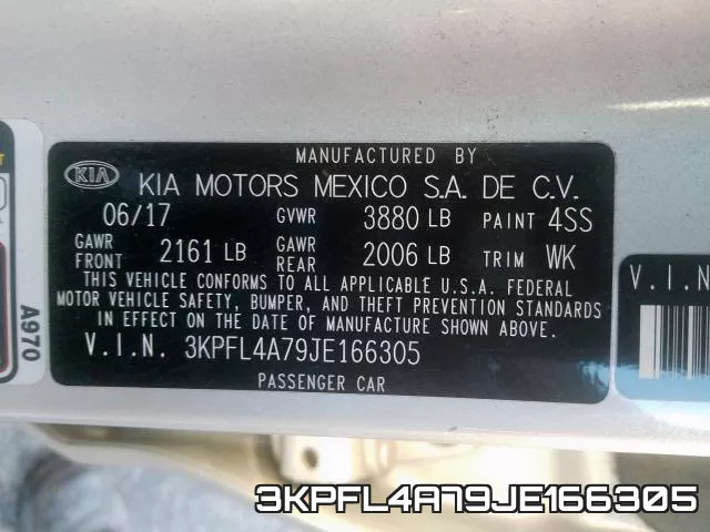 3KPFL4A79JE166305 фото 2