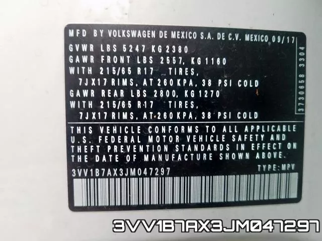 3VV1B7AX3JM047297 фото 2