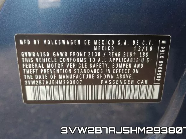 3VW2B7AJ5HM293807 фото 2