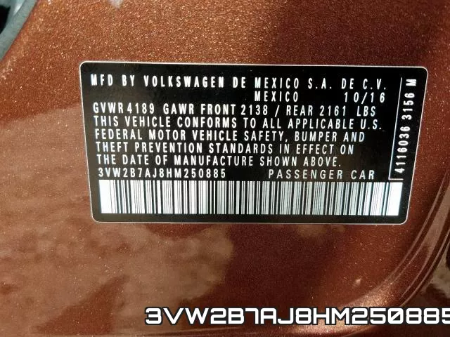 3VW2B7AJ8HM250885 фото 2