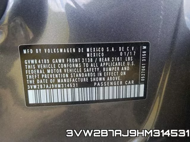 3VW2B7AJ9HM314531 фото 2