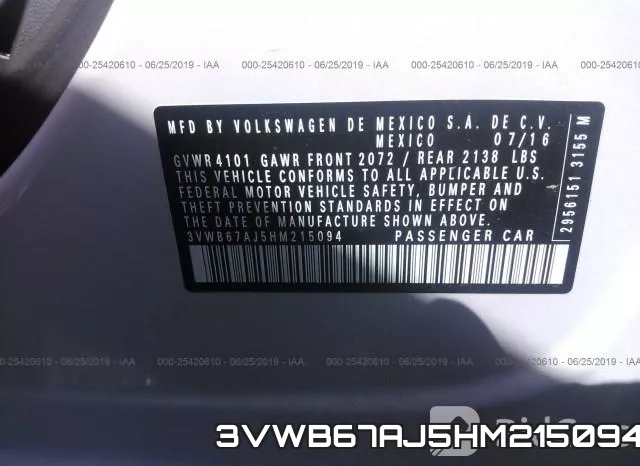 3VWB67AJ5HM215094 фото 10
