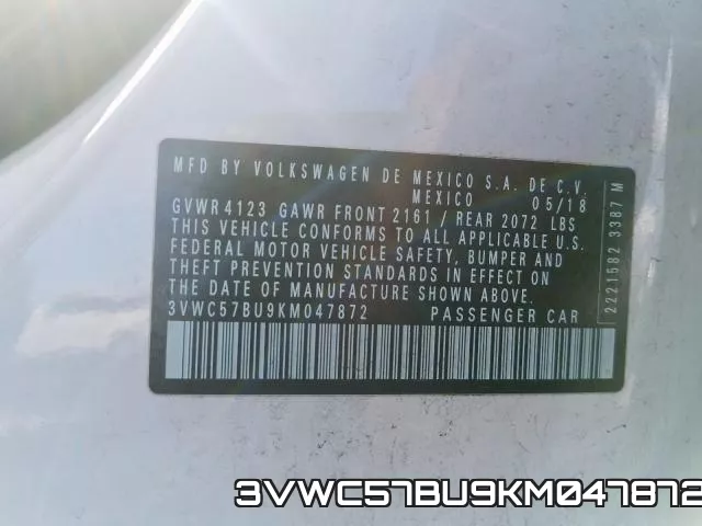3VWC57BU9KM047872 фото 2