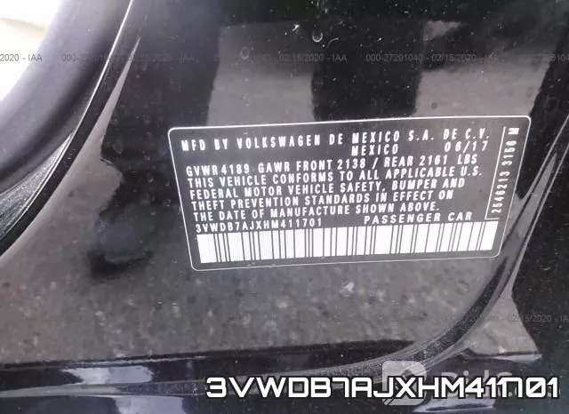 3VWDB7AJXHM411701 фото 10