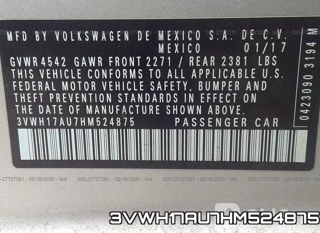 3VWH17AU7HM524875 фото 10