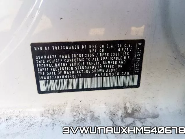 3VWU17AUXHM540678 фото 2