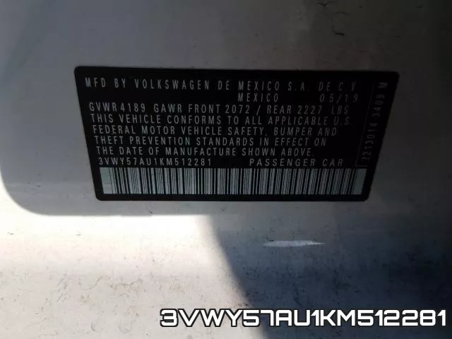 3VWY57AU1KM512281 фото 2