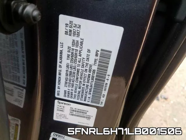 5FNRL6H71LB001506 фото 2