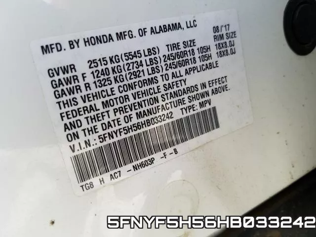 5FNYF5H56HB033242 фото 2