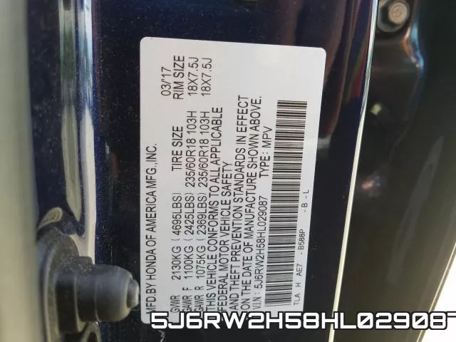 5J6RW2H58HL029087 фото 2