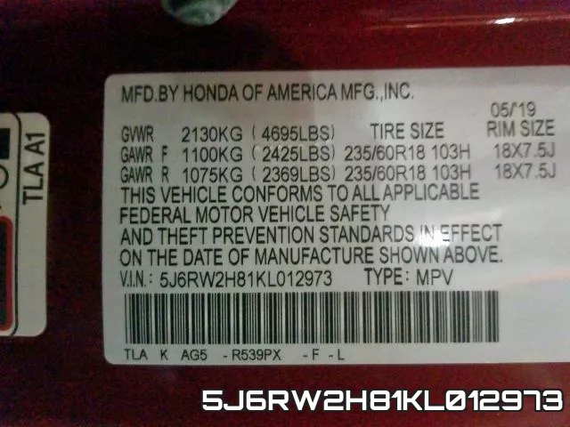 5J6RW2H81KL012973 фото 2