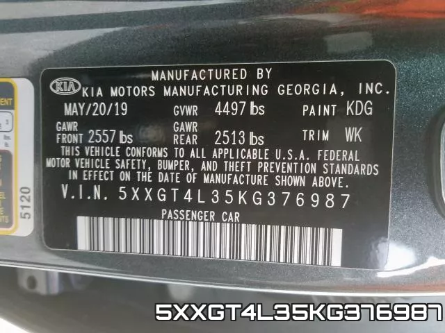5XXGT4L35KG376987 фото 2