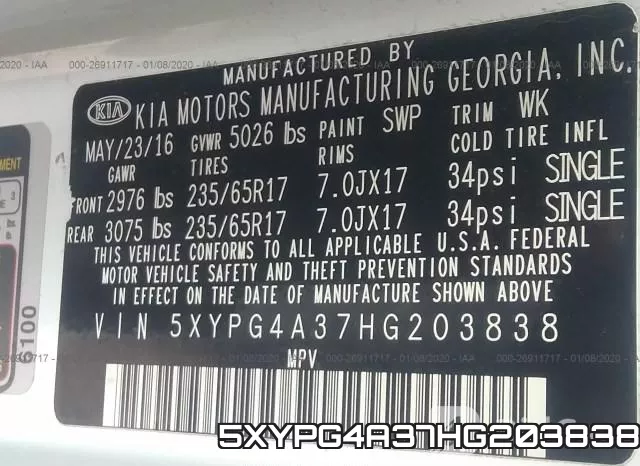 5XYPG4A37HG203838 фото 10