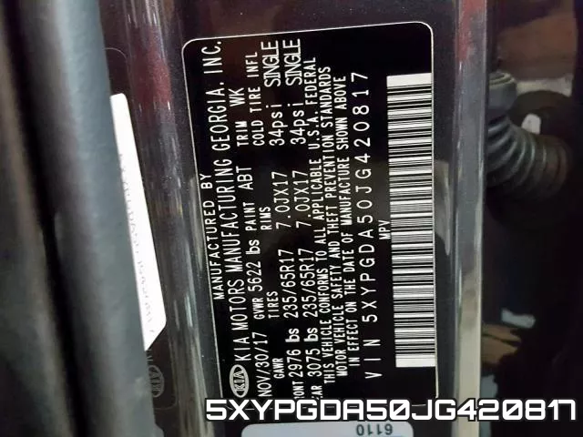 5XYPGDA50JG420817 фото 2