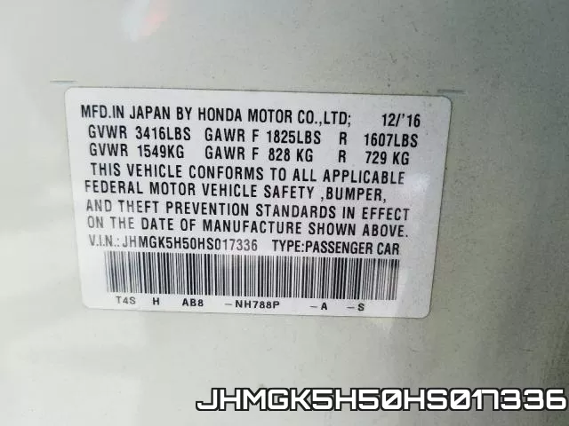 JHMGK5H50HS017336 фото 2