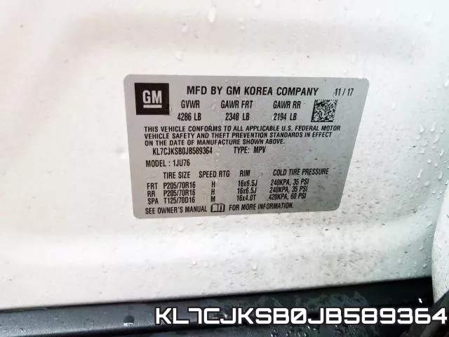 KL7CJKSB0JB589364 фото 2