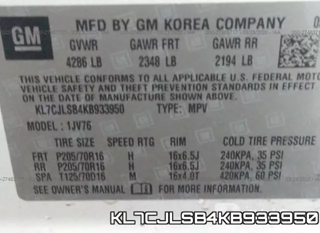 KL7CJLSB4KB933950 фото 10