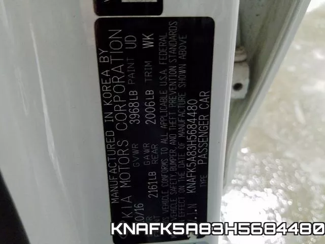 KNAFK5A83H5684480 фото 2