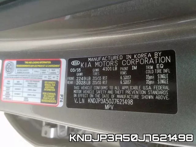KNDJP3A50J7621498 фото 2