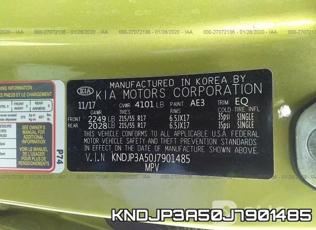 KNDJP3A50J7901485 фото 10